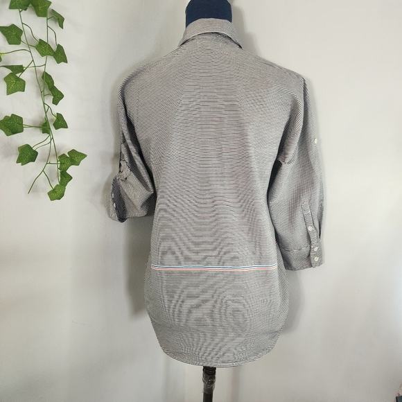 J Crew Striped Popover Half Button Shirt - Picture 6 of 10